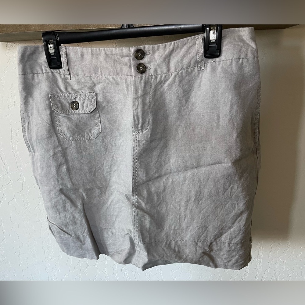 Cynthia Rowley| Gray Linen Skirt, Lagenlook, Neutral, Size 6•••